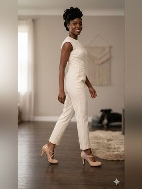 ​Elegant Nude Patent Leather Mary Jane Pumps with Floral Rhinestone Accent